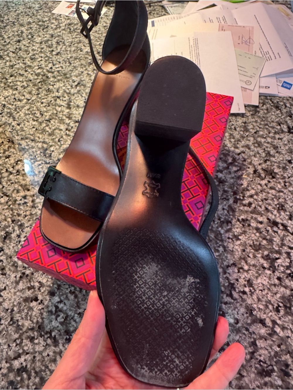 Tory Burch Gabrielle black Leather Ankle-Strap Sandals size 8 1/2 - Picture 5 of 8